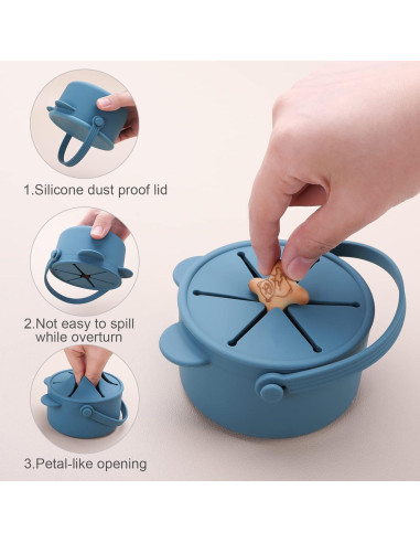 Taza de Snack Silicona Dilovely 9 Oz Azul para Bebés