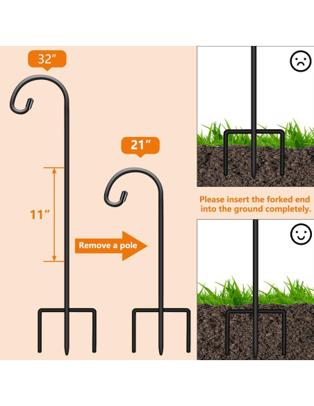 Ganchos de Jardín Gtongoko 81 cm Ajustables Paquete de 4 Ganchos de Jardín Gtongoko 81 cm Ajustables Paquete de 4