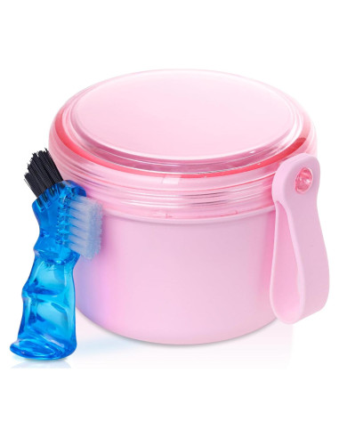 Estuche para Dentaduras Heigoeost Rosa a Prueba de Fugas