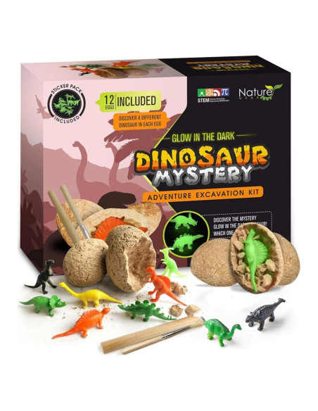 Kit de Excavación de Dinosaurios Nature Gear - 12 Huevos Brillantes Kit de Excavación de Dinosaurios Nature Gear - 12 Huevos Brillantes