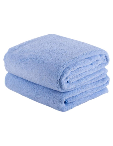 Juego de Toallas de Baño JML Fleece Coral Azul 76x152cm - 2 Unidades Juego de Toallas de Baño JML Fleece Coral Azul 76x152cm - 2 Unidades