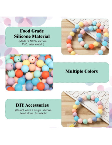 Lyrow 500 Perlas Redondas de Silicona Coloridas 15 mm para Manualidades