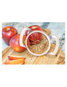 Cortador y Descorazonador de Manzanas Rosa Mate 12 Cuchillas Acero