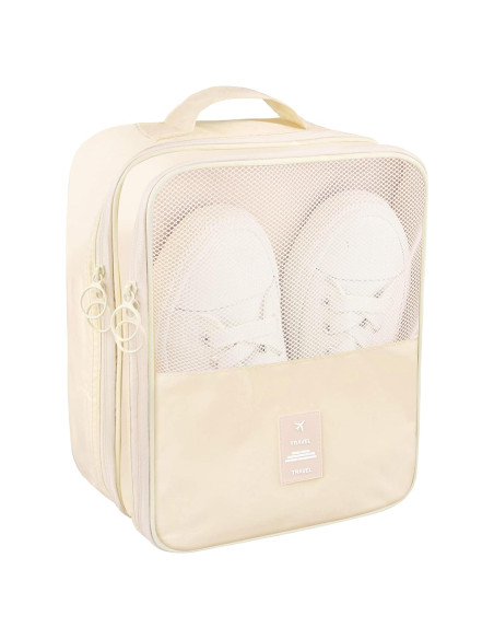 Bolsa de Zapatos de Viaje Ebbniur Impermeable 3 Pares Beige Bolsa de Zapatos de Viaje Ebbniur Impermeable 3 Pares Beige