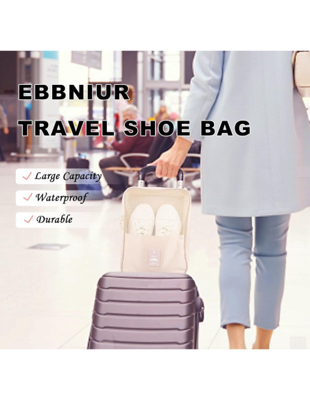 Bolsa de Zapatos de Viaje Ebbniur Impermeable 3 Pares Beige Bolsa de Zapatos de Viaje Ebbniur Impermeable 3 Pares Beige