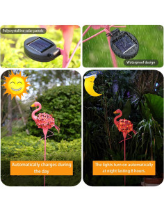 Luz Solar de Flamenco Domysmart para Jardín 109 cm LED Colores 2