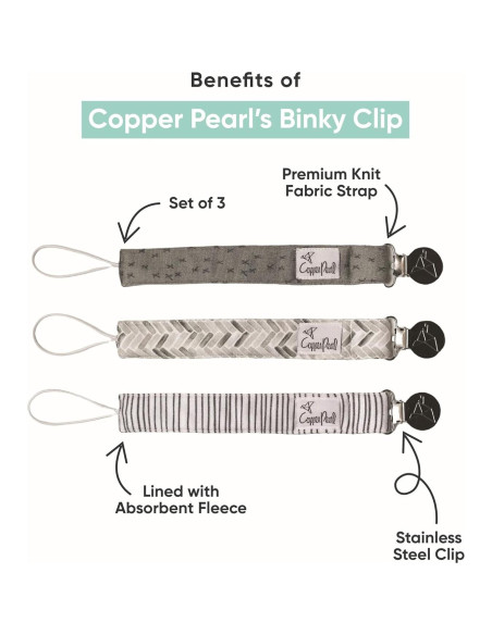 Clip de Chupete Copper Pearl 3-Pack - Modelo Bridger - Tejido Premium Clip de Chupete Copper Pearl 3-Pack - Modelo Bridger - Tejido Premium