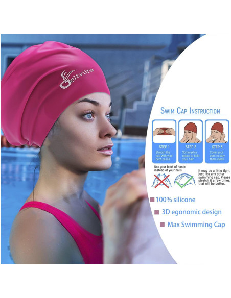 Gorro de natación Geltvilra D-ym para cabello largo y trenzas Gorro de natación Geltvilra D-ym para cabello largo y trenzas
