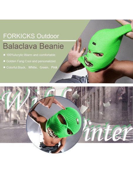 Gorro Balaclava de Lana FORKICKS Verde Talla Única para Invierno Gorro Balaclava de Lana FORKICKS Verde Talla Única para Invierno