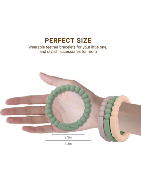 3 Pack Mordedores de Anillo para Bebés - Silicona Grado Alimenticio 3 Pack Mordedores de Anillo para Bebés - Silicona Grado Alimenticio