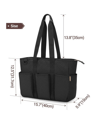 Bolsa Tote para Enfermeras Fasrom Negra - Gran Capacidad 39.88x14.99x31.75 cm