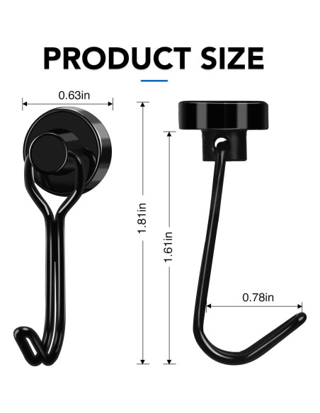 Ganchos Magnéticos LOVIMAG 6 Pcs Alta Resistencia 11.3 kg Negro Ganchos Magnéticos LOVIMAG 6 Pcs Alta Resistencia 11.3 kg Negro