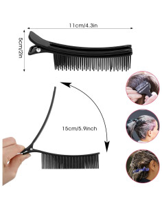 Juego de Clips para Seccionar Cabello Thinp - 2 Pcs Negro 2