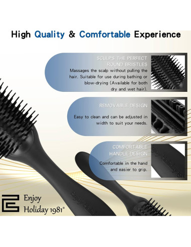 Cepillo para Rizos Enjoy Holiday 1981 - 2 PCS Negro 9 Filas