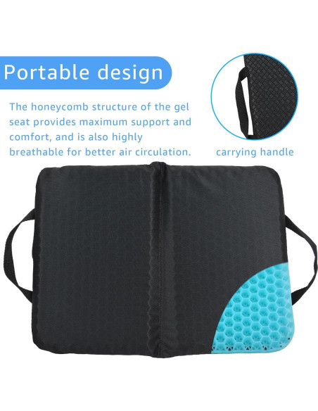 Cojín de Asiento Plegable Wllead 36.8x26.9cm Gel Negro Cojín de Asiento Plegable Wllead 36.8x26.9cm Gel Negro