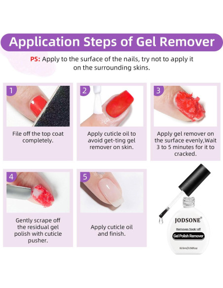 Removedor de Esmalte de Uñas en Gel JODSONE 16.5ml Rápido Removedor de Esmalte de Uñas en Gel JODSONE 16.5ml Rápido