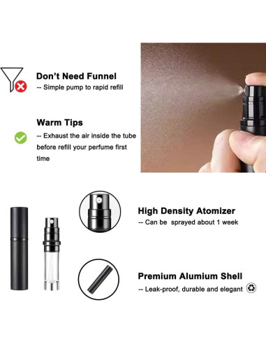 Atomizador de Perfume Recargable YEEJOK 5ml Portátil para Viajar