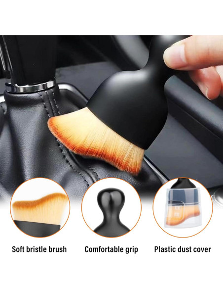 Cepillo de Polvo Ziciner para Interior de Auto, Marrón Doble Cepillo de Polvo Ziciner para Interior de Auto, Marrón Doble