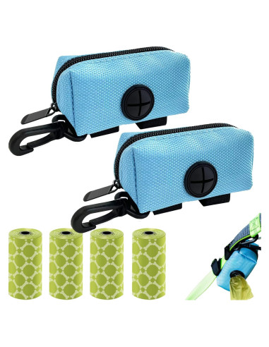 Soporte para bolsas de excremento de perro CAKOVANO Azul con 80 bolsas
