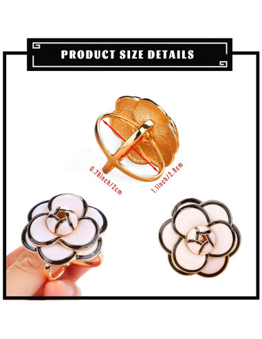 Clip de Bufanda de Seda Tijeyi - 3 Piezas, Flor de Camelia