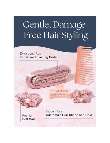 Rizadores de Cabello Sin Calor Lily England - Set Rosa 5 Piezas