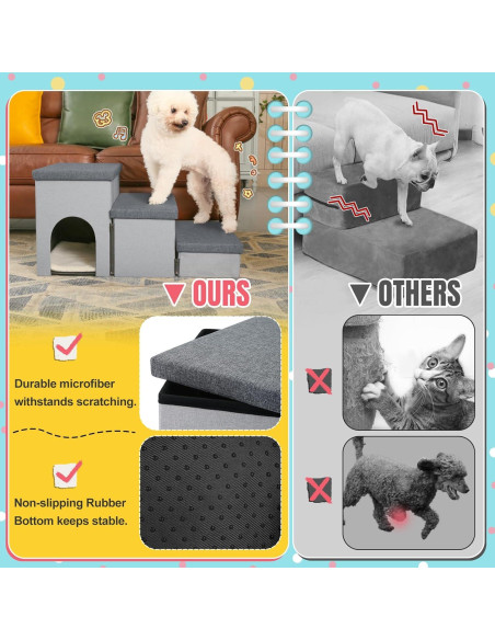 Escaleras Plegables para Perros y Gatos HOMELYSIAN 3 Escalones Escaleras Plegables para Perros y Gatos HOMELYSIAN 3 Escalones