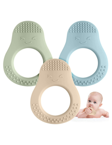 Mordedores para Bebés Aguacate - Set de 3 Silicona Libre BPA Mordedores para Bebés Aguacate - Set de 3 Silicona Libre BPA