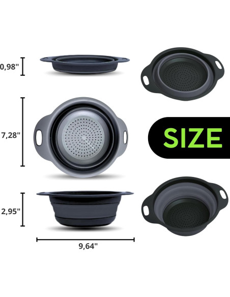 Colador Plegable de Silicona YARRD Negro 18.5x24.5cm Colador Plegable de Silicona YARRD Negro 18.5x24.5cm