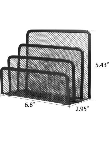 Organizador de correo de escritorio wishacc metal negro 3 secciones