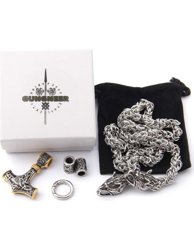 Collar de acero inoxidable GUNGNEER con colgante de gato celta