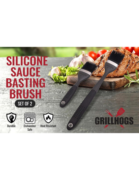 Set de 2 Brochas de Silicona GRILLHOGS para Basting 19.1 y 30.5 cm Set de 2 Brochas de Silicona GRILLHOGS para Basting 19.1 y 30.5 cm
