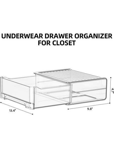 Organizador de Cajones MSHOMELY para Ropa Interior Transparente Organizador de Cajones MSHOMELY para Ropa Interior Transparente