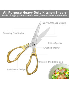 Tijeras de Cocina FTECYBO 2 Piezas Acero Inoxidable Dorado 2