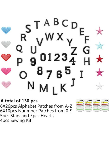 Kit 226 Pcs Letras y Números Termoadhesivos Ukontagood Negro Kit 226 Pcs Letras y Números Termoadhesivos Ukontagood Negro