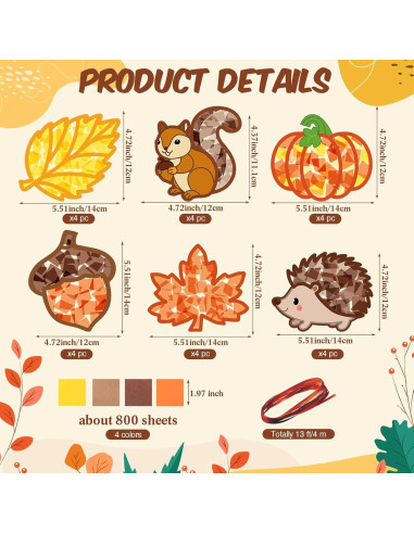 Kit de Manualidades de Otoño Feifeiya 24 Juegos DIY Papel Seda