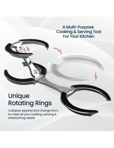 Soporte para tapas y trivet Trivae 4 en 1 - Negro Clásico