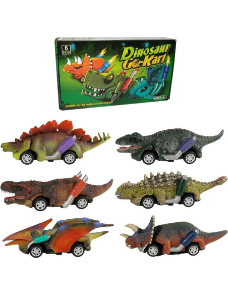 Juguetes de Dinosaurios DINOBROS - Paquete de 6 Coches Retroceso Juguetes de Dinosaurios DINOBROS - Paquete de 6 Coches Retroceso