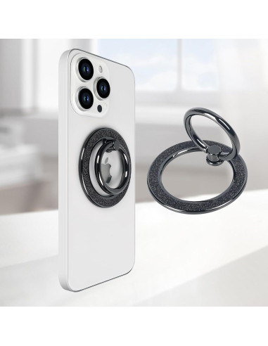 Soporte de Anillo Magnético Guppy para Teléfono Negro, Rotación 360