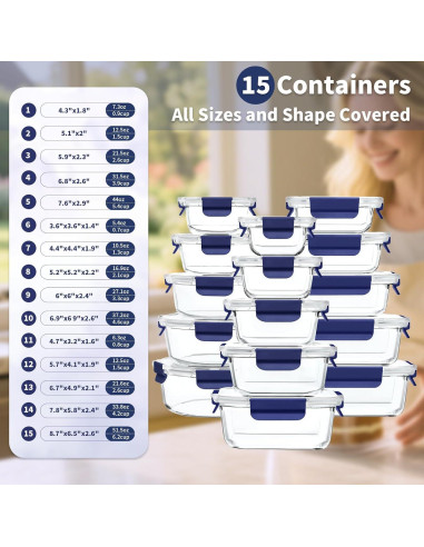 Juego de 30 Contenedores de Almacenamiento de Vidrio Genicook