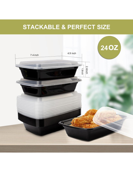 15 Contenedores Reutilizables para Comidas Ezalia 710ml a Prueba de Fugas 15 Contenedores Reutilizables para Comidas Ezalia 710ml a Prueba de Fugas