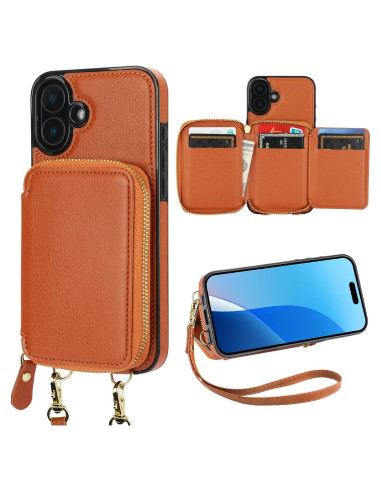 Bocasal Cartera RFID para iPhone 16 Plus 6.7" Marrón