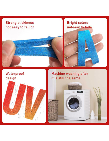 Letras Termoadhesivas CLINTT 10 Hojas Colorido 2" para Ropa