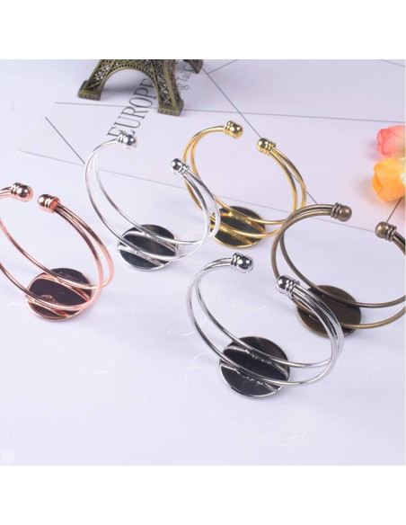 Bandeja de Joyería Exceart 6 Pulseras DIY Ajustables Doradas Bandeja de Joyería Exceart 6 Pulseras DIY Ajustables Doradas