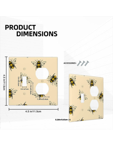 Placa de Interruptor Moslion Abeja 1 Interruptor 1 Enchufe Doble