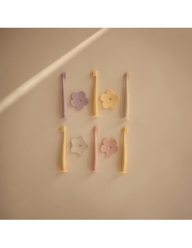Cepillo de Dientes para Niños Mushie Rosa con Base de Succión