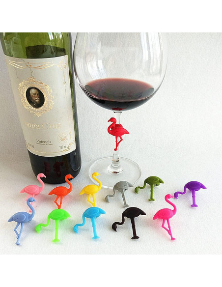 Marcadores de Copas de Vino de Silicona Flamenco 12 Pcs Marcadores de Copas de Vino de Silicona Flamenco 12 Pcs
