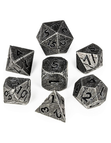 Dados de Metal Soar Forge Gris Agrietado para RPG D&D