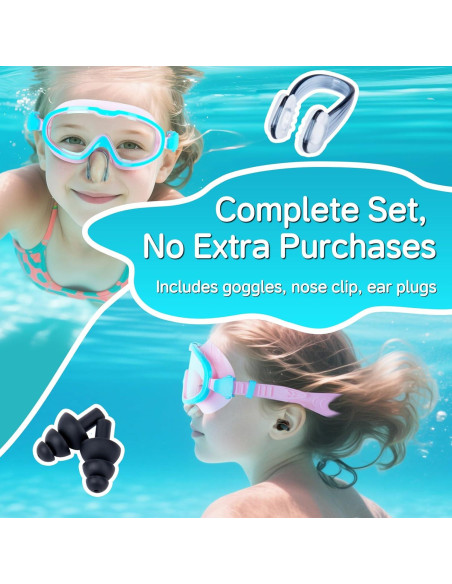 Gafas de Natación para Niños Bairuifu con Clip Nasal y Tapones Gafas de Natación para Niños Bairuifu con Clip Nasal y Tapones