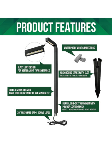 Luces LED de Jardín GKOLED 3W, Paquete de 6, Aluminio, IP65