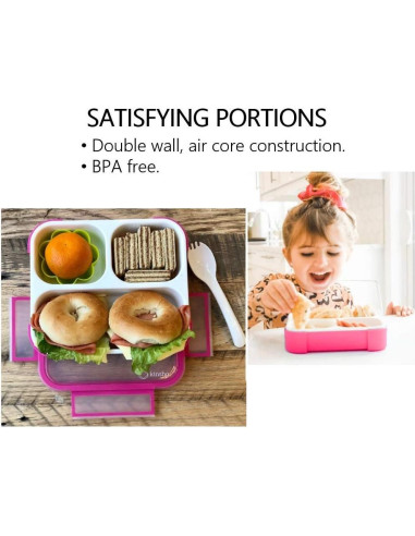 Caja Bento Mediana Kinsho 3 Compartimentos Azul y Rosa 720ml